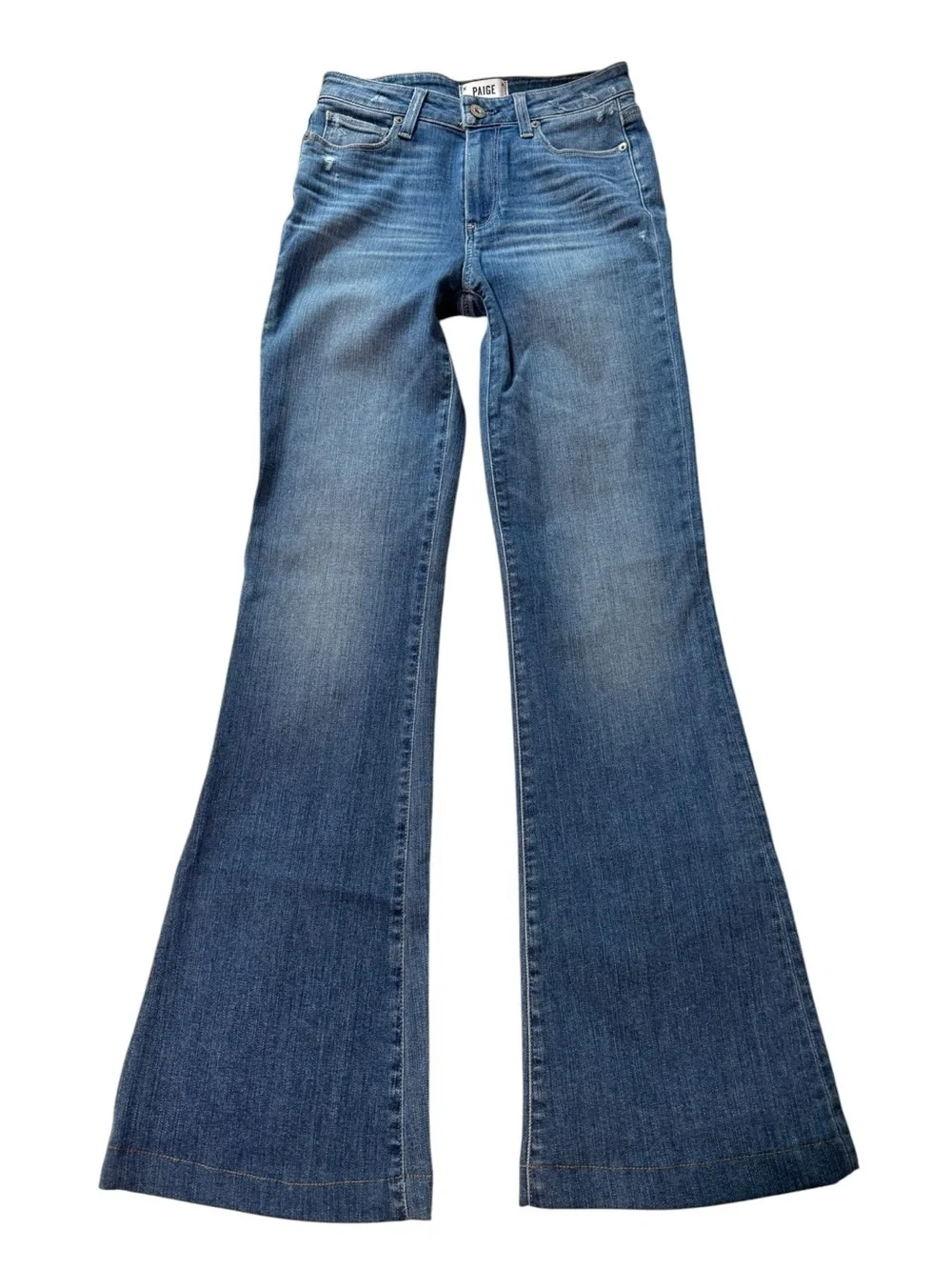 PAIGE Genevieve High Rise Flare Jeans North Star Distressed Wash Size 25
